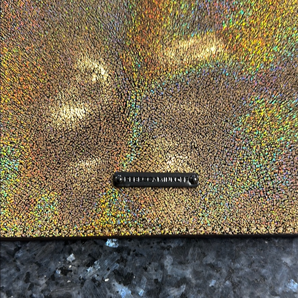 Rebecca Minkoff Gold Glitter Kerry Studded Wristlet/Clutch/Pouch - Picture 2 of 7